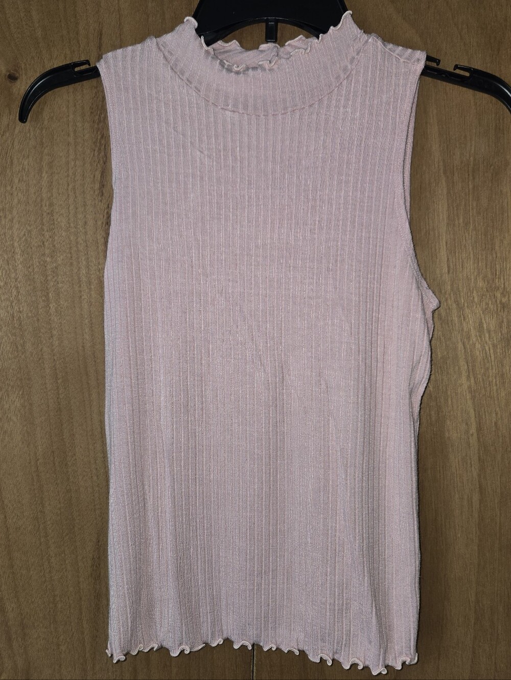 Sleeveless Ribbed Mock Neck Tank Top - Light Pink